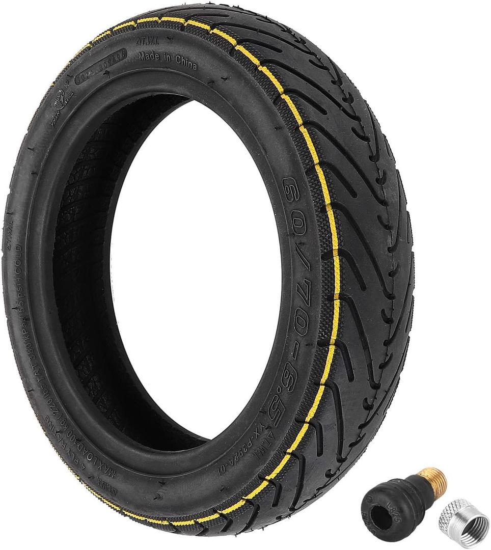 60/70-6.5 10-inch Rubber Explosion-proof Tubeless Tire + Schrader Straight nozzle Replacement for Segway Ninebot Max G30LP G30 G30E Electric Kick Scooter Tyre Wheel Parts (1)