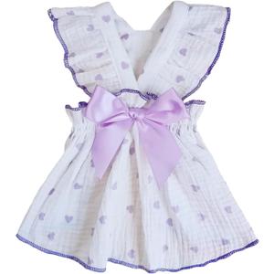 QWINEE Heart Print Dog Cat Dress Bow Decor Cute Dog Dresses Puppy Tutu Skirt Chihuahua Teddy Pomeranian Dress Birthday Holiday Clothes for Cat Kittens Small Medium Large Dogs Purple S