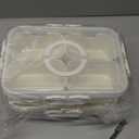 Snackle Box Container, Upgrade Dishwasher, Safe Snack Box for Adult Kids, 4 compartments Plastic Divided Serving Tray with Lid and Handle for Candy, Fruits, Snacks, Nuts, Small, White, 2 Pack