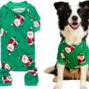 Lanyarco Santa Claus Xmas Cotton Dog Christmas Pajamas, Pet Dog Jammies Jumpshit PJS Christmas Pajamas for Dogs Large Dogs, Back 23" XLarge XL, Green (XLarge(47-70lbs) Back23" Chest27.5")