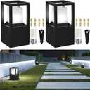Gardencoin Landscape Bollard Lights Outdoor, Modern LED Column Light Super Bright, 12V Low Voltage Path Light, All-aluminum Waterproof Floor Pillar Lighting with E26 Replaceable Bulb, Dimmable, 2 Pack
