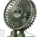 JZCreater USB Desk Fan, Mini Fan Portable, 3 Speeds Desktop Table Cooling Fans, Plug in Power Fans, Rotation Strong Wind, Quiet Personal Small Fan for Home Desktop Office Travel Bedroom, Army Green