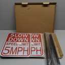 2 Pack Slow Down Sign, Speed Limit Sign 5 MPH, 36 Inches Metal Stakes, 14x10 Inches Reflective Aluminum, Fade Resistant, Easy to Install