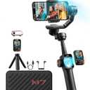 hohem iSteady M7 Gimbal Stabilizer for iPhone, Phone Gimbal with AI Tracking, 1.4" Detachable Touchscreen Remote, Built-in Extension Rod, Fill Light, Phone Stabilizer for Video Recording, YouTube