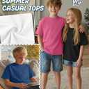 YooAurvox 4 Pack Teen Boys Short Sleeve Shirts, 4-Color, 7-8 Years