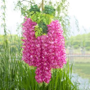 WEISPARK Fake Hanging Flowers - 12 Pieces 3.75 Feet/Piece Artificial Wisteria Vine Ratta Hanging Garland Silk Flowers for Home Party Wedding Decor (Fuchsia)