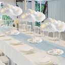 6 Set Artificial Cloud LED Light Winter Decorations Hanging Cloud Baby Shower Table Centerpiece DIY Kit for Ceiling Room Fake Fluffy Cotton Clouds Prop for Wonderland Birthday Party Nursery Wedding