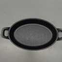 Mifoci 10 Pcs Oval Serving Dish Mini Cast Iron Skillet Cast Iron Baking Pan Sizzling Plate Matte Black Gratin Cookware for Home Restaurant Kitchen Food Service Barbecue (8.7 x 4.7 Inch)