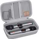 Wireless Microphone Case Compatible with JBL Wireless Two Microphone System, Handheld Dual Mic Travel Bag for Singing or Karaoke for Receivers, Adapters, AA Batteries (Lighting Grey)