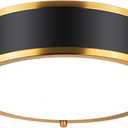 12.5 Inch LED Flush Mount Light Fixture, 26W, Modern Ceiling Light, 3 Color Adjustable 3000K/4000K/5000K, Dimmable for Bedroom, Hallway, Bathroom, Kitchen (Black Gold)