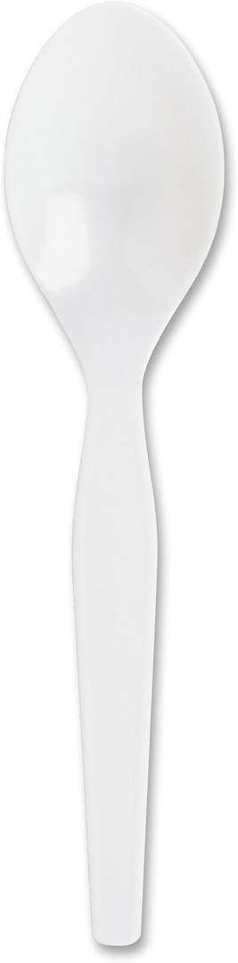 Genuine Joe Heavy/Medium Weight Plastic Spoon, White, 100 Count