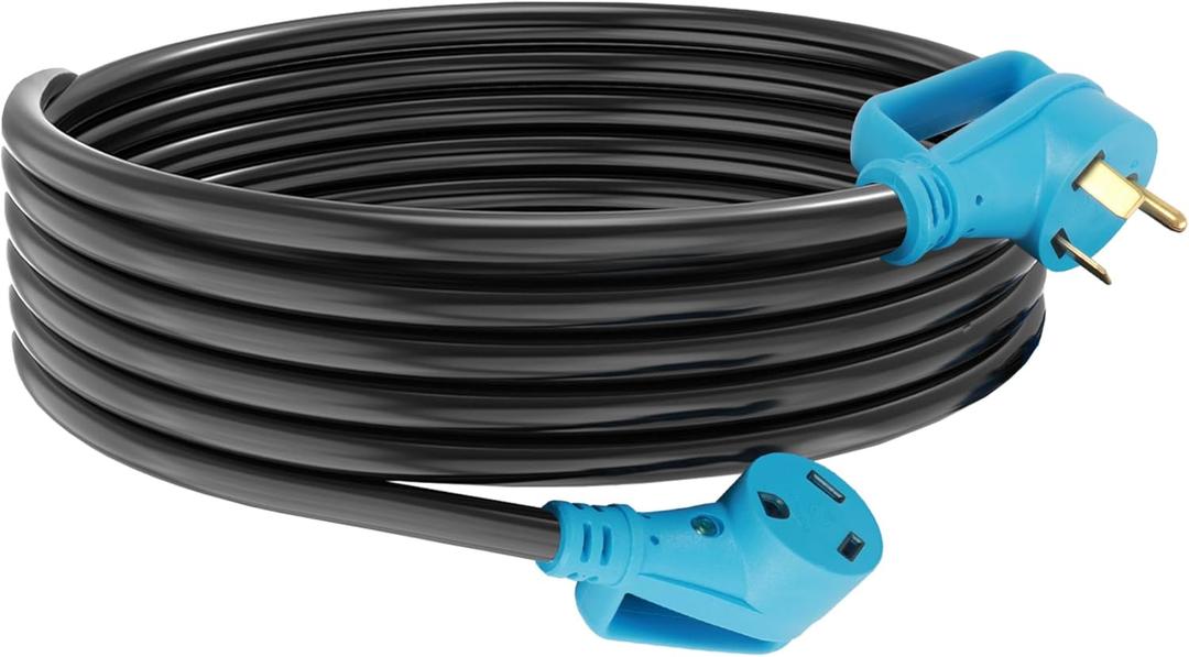 228 Heavy-Duty RV Power Cord with Powered Connection Indicator Light and Easy-Plug Handle - 25' Length, 30 Amp, NEMA TT-30P to NEMA TT-30R, ETL-Certified