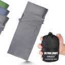 Frelaxy Ultralight Sleeping Bag Liner - Lighter & Compact, 3 Sizes Travel Sheets & Adult Sleep Sack, Comfy Breathable & Cooling & Silky Soft, Quick-Drying, for Backpacking, Hotel, Camping, Hostels (27.5in x 84.6", Gray - No Zipper)