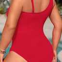 Aqua Eve Plus Size One Piece Swimsuit for Women Tummy Control Bathing Suits One Shoulder Swimwear (Red), 22W