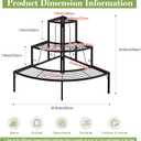 Plant Pot Stand Shelf, 3 Tier Flower Quarter Display Rack, Metal Succulent Plants Storage Holder for Outdoor and Indoor, Black