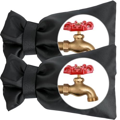 Outdoor Faucet Covers for Winter,2 Pack Faucet Cover Freeze Protection,Insulated Anti-freeze Waterproof Material,Reusable Faucet Cover Socks for Various Faucet Spigot,Pipe,Garden Hose Bib