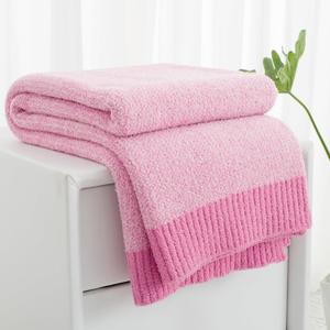 Carriediosa Heather Throw Blanket 50" X 60", 400GSM Ultra Soft Microfiber Fuzzy Fluffy Reversible Knitted Blankets Cozy Plush Lightweight and Warm Fall Throws for Couch, Bed, Sofa, Hot Pink (Heather - Hot Pink)