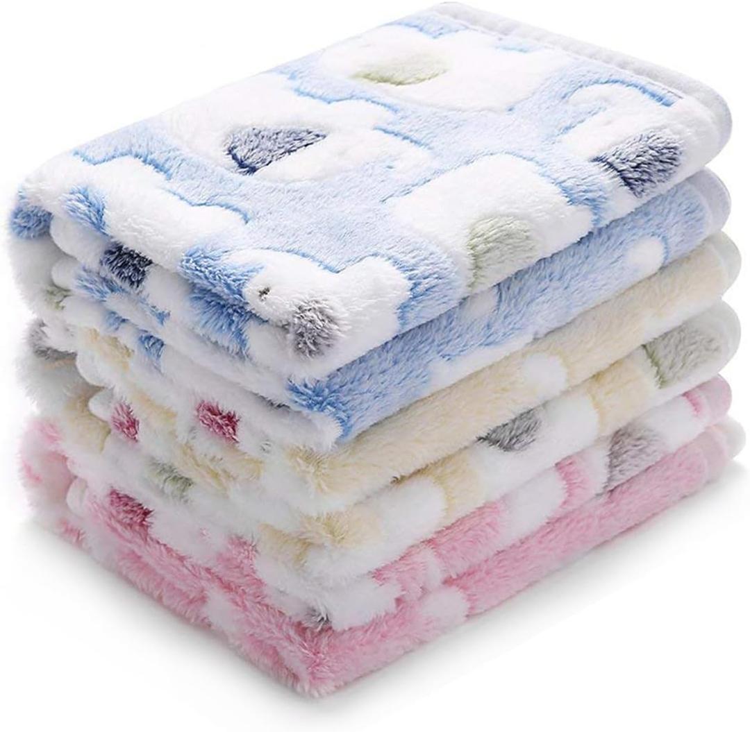 1 Pack 3 Blankets Super Soft Fluffy Premium Cute Elephant Pattern Pet Blanket Flannel Throw for Dog Puppy Cat Blue/Pink/Yellow Medium(30x20 inch) (30x20 inch (Pack of 3))