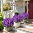Geraniums Artificial Flowers for Outdoors, 2 Pack Potted Plants Purple Faux Geraniums Bush Artificial Topiaries Realistic UV Resistant Fake Flowers Greenery for Outside Garden Porch Patio Yard Indoor