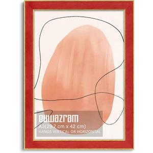 Suede A3 Frame - Single Frame, Elegant Red 11.69x16.54 inch Picture Frame, A3 Poster Frame for Artwork, Puzzles, Photos, Movie Posters, and Wall Display