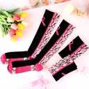 YLOLUL Breast Cancer Awareness Socks Football Knee High Calf Socks Soccer Athletic Accessories for Men Women Volunteer (Black)