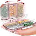 Travel Pill Organizer - Moisture Proof Portable Vitamin Holder with 7 Compartments, Compact Supplement Case for Purse Essential Medicine Kit fot Traveling Pocket Pharmacy with Labels, Pink