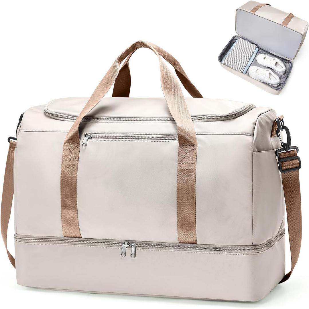 Extra Large Travel Duffle Bag,Carry on Overnight Weekend Bag with Shoes Compartment,Weekender Bags for Women for Travel Business Trips Sport Hospital