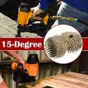 findmall 7200 Count Coil Roofing Nails 1-3/4-Inch x .120-Inch 15-Degree Round Head Wire Weld Collated Smooth Shank Electro Galvanized Coil Roofing Nails for Roofs Lathing and Sheathing Materials