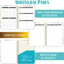 2 x Daily Planner 2025-2006, Weekly & Monthly Planner,July 2025 - June 2026 Day Planner, 6.2 x 8.25 Flexible CoverWirebound Note Pages with Monthly Tab, Back Pocket, Premium Paper,(Flower B09)