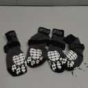 PUPTECK Anti-Slip Dog Socks with Double Sides Grips for Small Medium Large Dogs Hardwood Floors Prevents Licking, Dog Shoes for Hot Pavement Traction Control Paw Protector for Senior Dogs, Grey L (Large (4 Count))