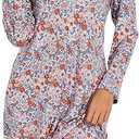 Long Sleeve Nightgowns for Women Soft Cotton Nightshirts Sleepwear Button Night Gowns (XL, Flowers)