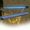 Waterfall Spillway with 7 Color-Changing LED Light, Sheer Descent Pool Fountain – Waterfall Kit for Outdoor Garden, Patio, Swimming Pool and Koi Pond Decoration (Acrylic, 36 Inch)