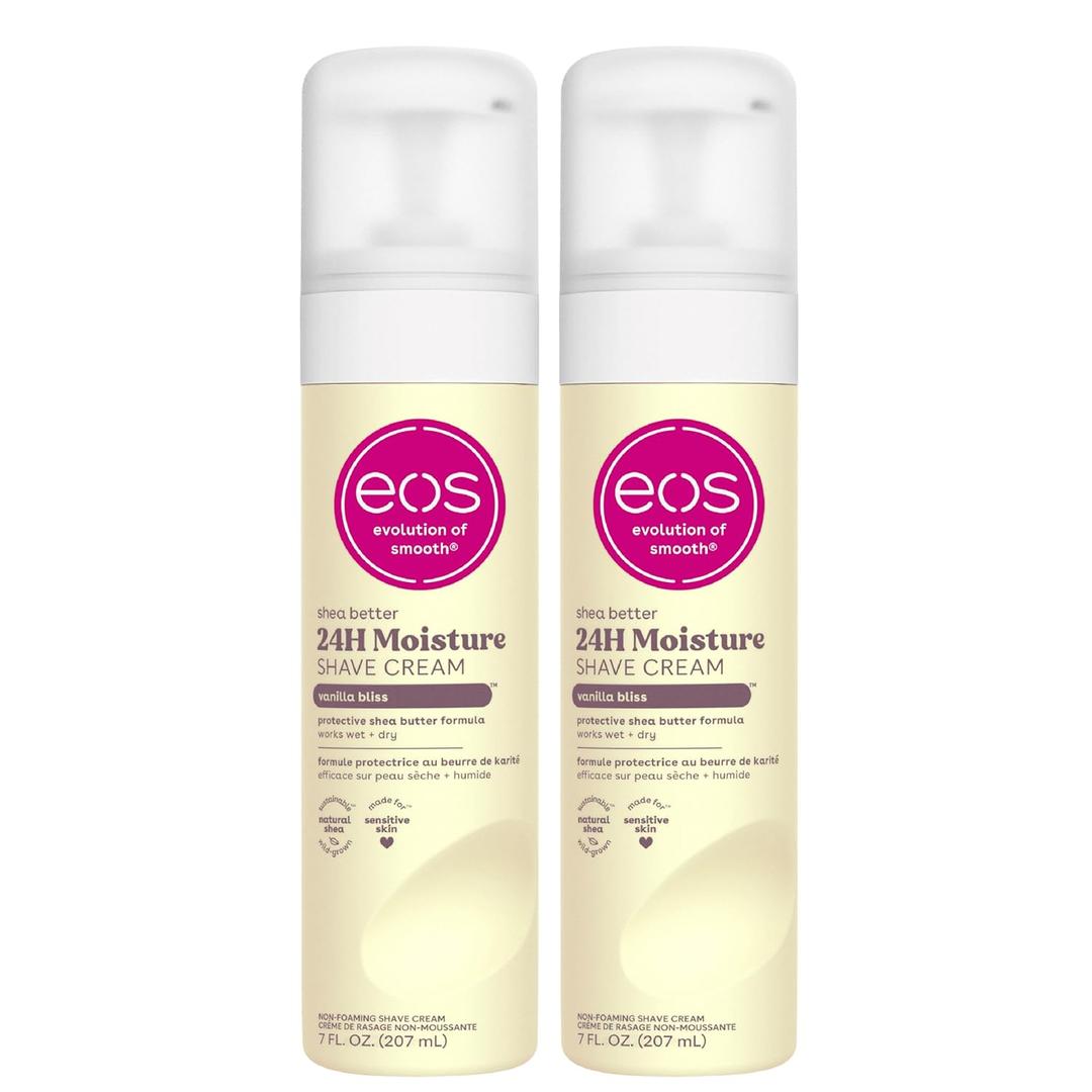 eos Shea Better Shave Cream- Vanilla Bliss, Shea Butter, Aloe Vera, Moisturizing, Shaving Cream for Women, eos Shave Cream, 7 fl oz, 2-Pack