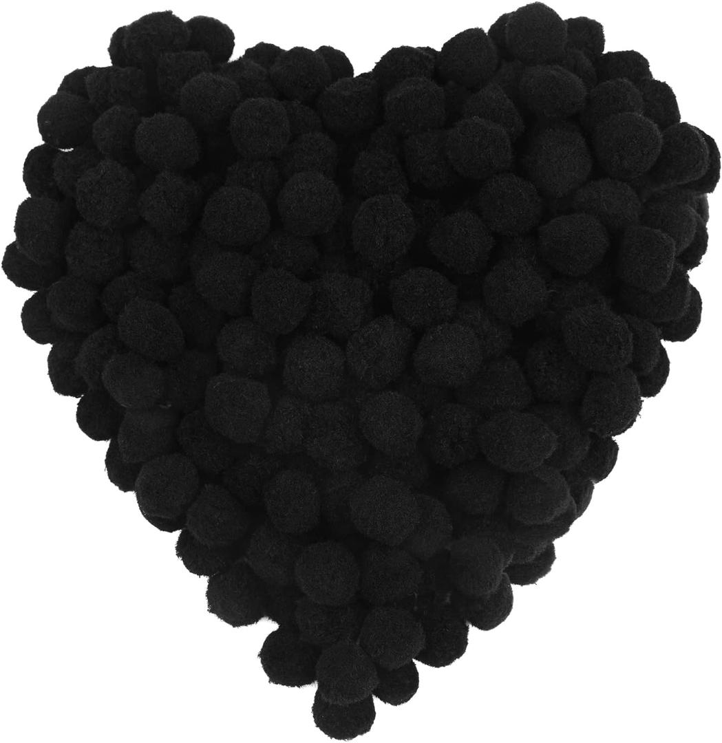 MORFEN 150 Pieces Pom Poms, 1 Inch Black Craft Pom Poms, Fuzzy Pompom Puff Balls, Small Pom Pom Balls for DIY Arts, Crafts Projects, Home Decorations