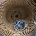 Bamboo Large Plug in Pendant Light with 14ft Handmade Woven Light Cord, Dimmable Switch, Rustic Basket Hanging Lamp for Bedroom Kitchen Island Farmhouse Dining Room Living Room,17.8 inch Width