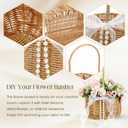 SiliFine 1 Pcs Wicker Rattan Flower Girl Basket with Bows and Pearl 11.8x8.7x5.1 Inches Rustic Wedding Basket for Flower Girl, Hand Woven Willow Storage for Ceremonies Home Decoration (Classic)