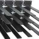 16 Pack - 14 inch Black Hidden L Shelf Bracket (1/ 5 Inch Thicked) Iron Floating Shelf Brackets Rustic Industrial Metal Brackets for Shelf Support