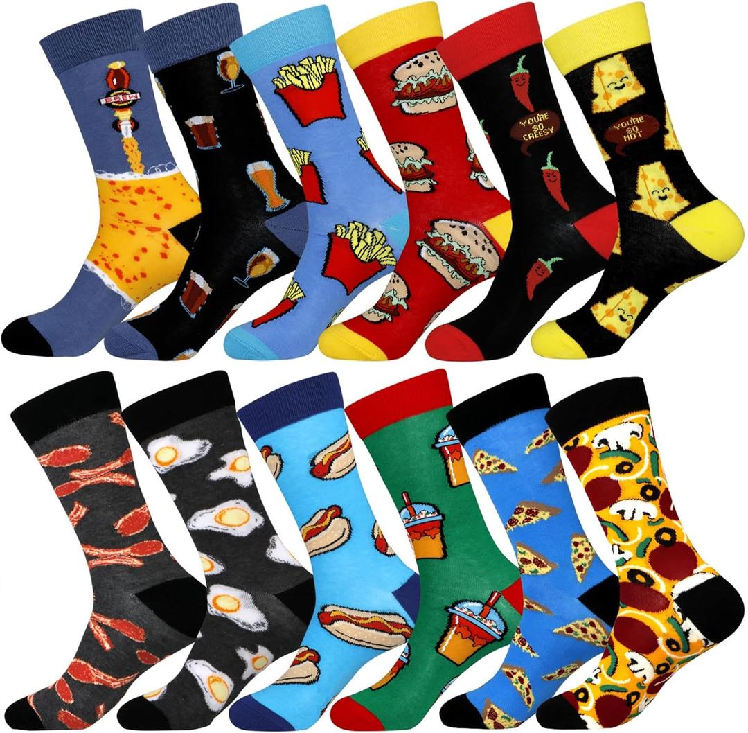 xiaomaizi Men's Funny and Colorful Patterned Dress Socks for Men Fun and Crazy Casual Crew Socks Size 7-13 (Ci-126)