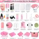 Lashes Kit for Eyelash Extension Beginner Lash Tech Starter Kit with Eye Lash Mannequin Head, Professional Eyelash Extension Kit with Lash Fan, Extension Glue and Eyelash Remover for Practice Training