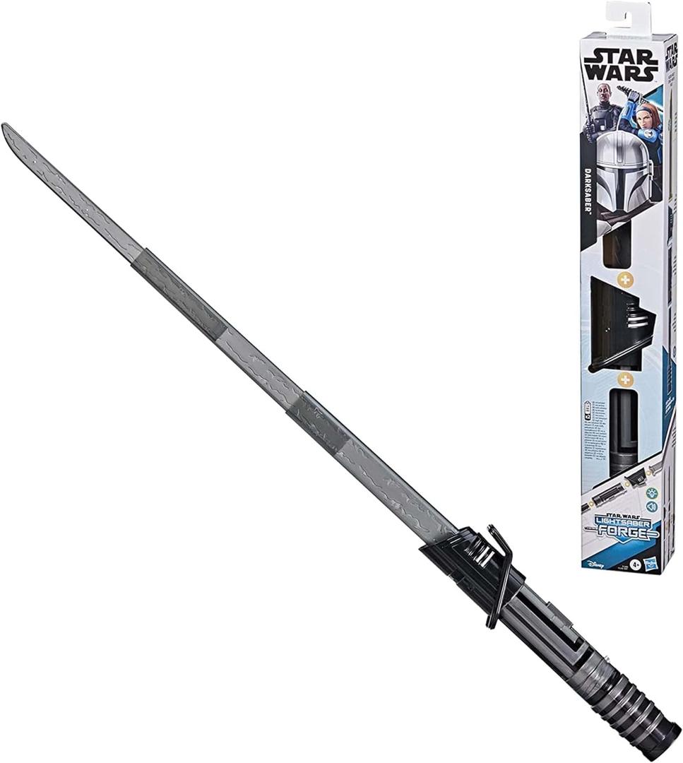 STAR WARS Lightsaber Forge Darksaber Electronic Extendable Black Lightsaber Toy, Customizable Roleplay Toy for Kids Ages 4 and Up
