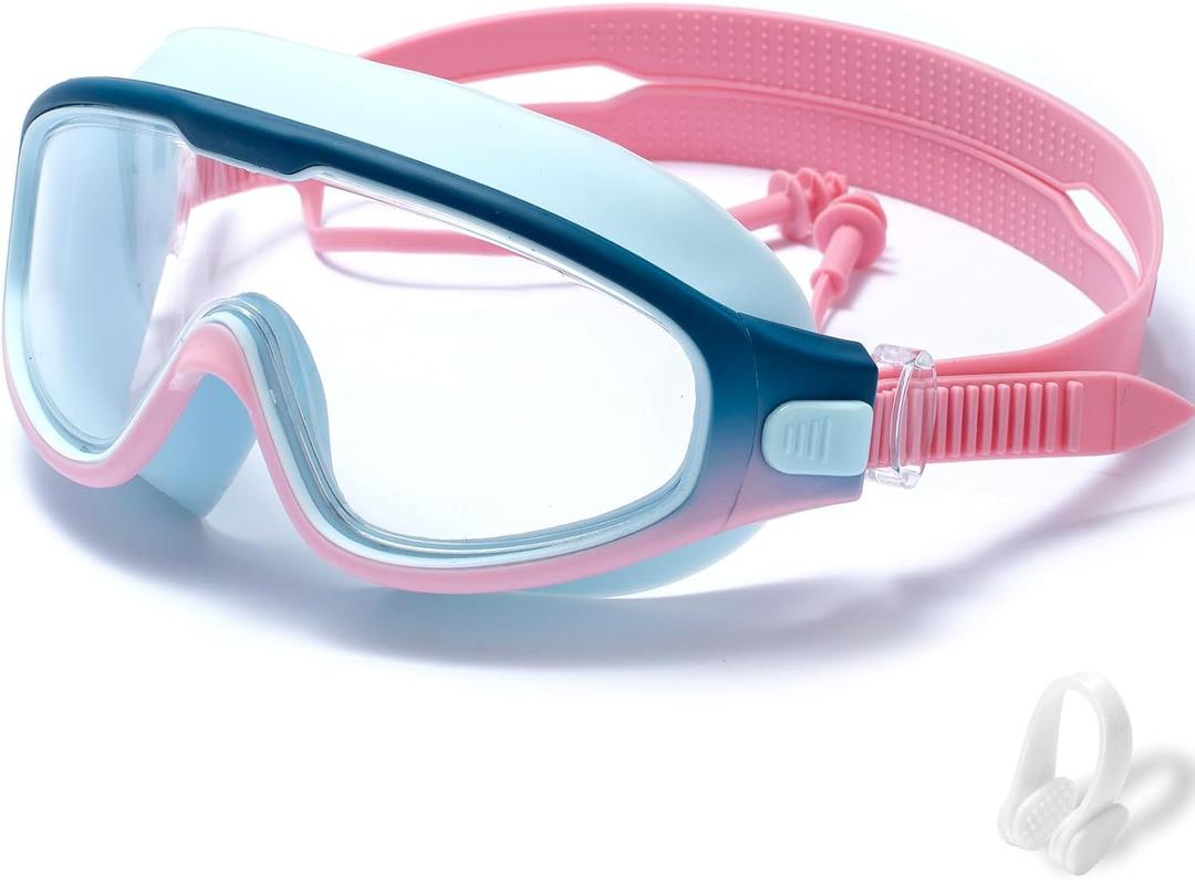 Swim Goggles for Kids 6-12, Wide View Anti-Fog UV Protection No Leaking,Boys Girls Youth Swimming Goggles