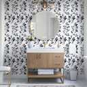 Heroad Peel & Stick Wallpaper - Floral Navy Blue Removable Boho Contact Paper for Cabinets & Bathroom - Waterproof Self-Adhesive Vinyl Roll 17.3''x196''