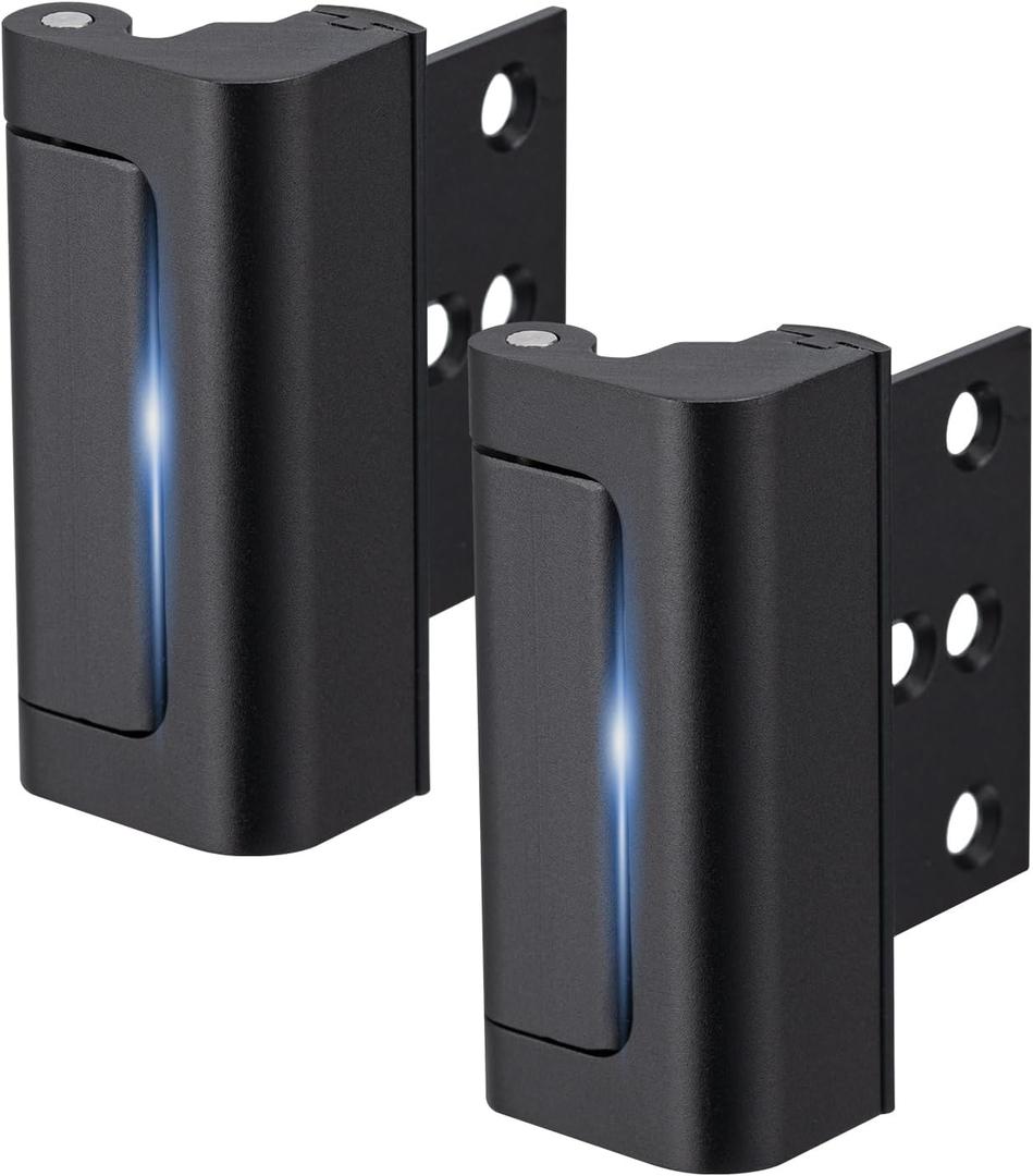 Husfunov 2 Pack Home Security Door Lock,Childproof Door Reinforcement Lock,with 3" Stop Withstand 800 lbs,for Inward Swing Doors,Night Kids Safety Metal Flip Lock Deadbolt Latch (Black)