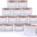 SHOWIN 4 OZ Thick Candle Jars for Making Candles 16 Pcs, Empty Jars with Wood Lids for Candle Making, Sample Container, Frosted White