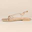 Amazon Essentials womens Strappy Flat Sandals (7.5, Gold Faux Leather)