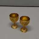 Flylin 2 Pcs Chalice Goblet, 30ml Vintage Chalice Goblet Metal Shot Glasses Tiny Embossed, Medieval Cup Retro Ornaments for Kitchen Home Bar Party Wedding Decoration (Gold)