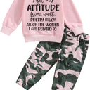 WZTYYDS Toddler Girls Clothes  Kids Fall Winter Outfits Letter Sweatshirt Pullover Tops Camouflage Pants Set, 120