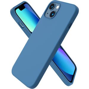 ORNARTO Compatible with iPhone 13 Case 6.1, Slim Liquid Silicone 3 Layers Full Covered Soft Gel Rubber Phone Case Protective Cover 6.1 Inch-Blue