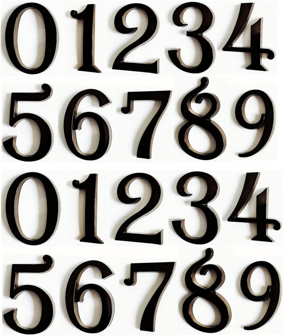 Mailbox Numbers 2 Inch, Black Door Address Number Stickers for Aprtment Office Home Room, Metal Shiny, Indoor or Outside all Suitable. (Dark, 2" - Set of 20)