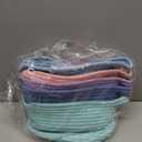 LemonRoad 5 Pcs Cotton Rope Basket with Handles 9x6x5'' Pink and Blue | Woven Storage Bin in Bedroom Home, Empty Gift Baskets at Party, Organizer with Handles, Summer Decor Accent